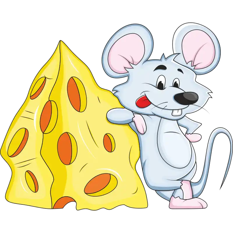 Мышонок с сыром - рисованная картинка